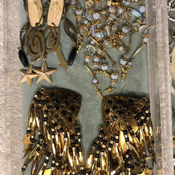 17 Pair Lot  Bundle Vintage Rhinestone Dangle Designer Earrings Custom Designed - Picture 2 of 13